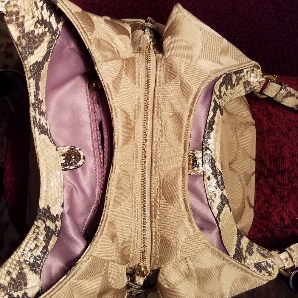 Coach Madison Maggie Signature  Snakeskin Trim Bag - Picture 3 of 8